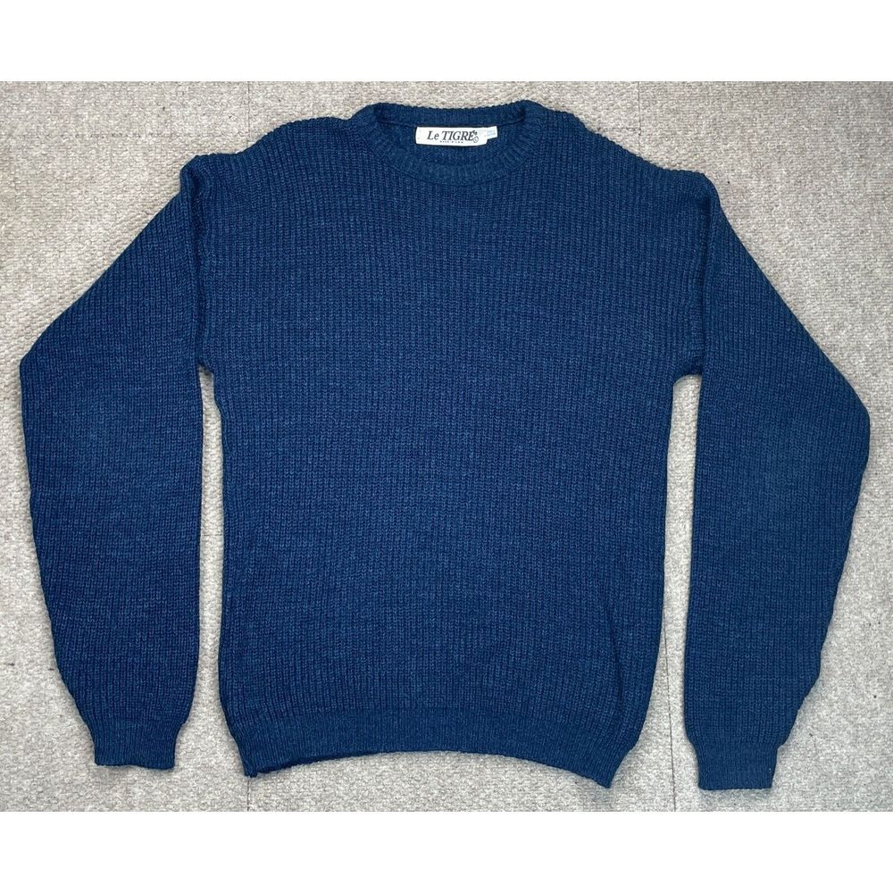 Le Tigre Vintage Made In U.S.A Men's Blue Tall Man Long Sleeve‎ Sweater Size L